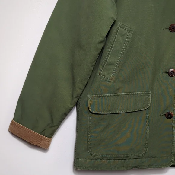 Vtg L.L. Bean Women's Adirondack Chore Barn Coat Corduroy Collar Forest Green Lg - Picture 2 of 15